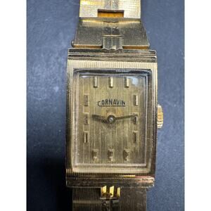 Vintage Cornavin Wind Up Ladies Wristwatch Brushed Gold Stainless Steel 16mm